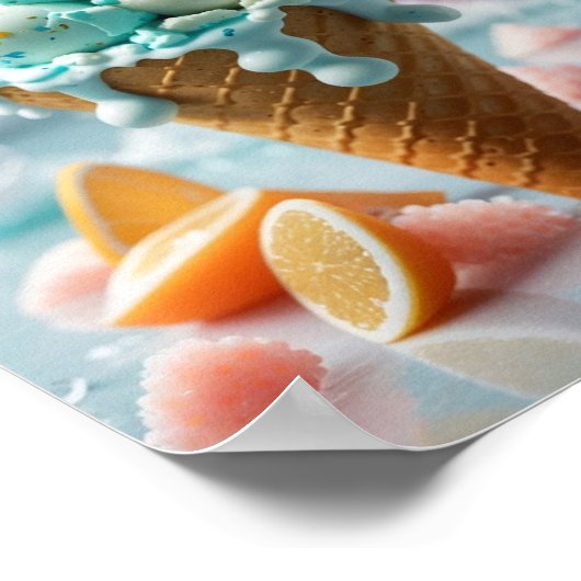 かわいいアイスクリームフィッシュ ポスター (角)