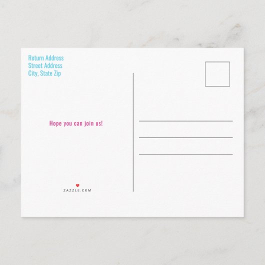 かわいいアイスクリームプールパーティーキッズサマーバースデー インビテーションポストカード (裏面)