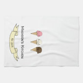 かわいいアイスクリームペルソナライズキッチン キッチンタオル (横)