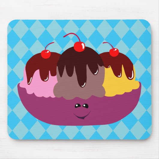 かわいいアイスクリームボウル マウスパッド (正面)