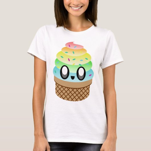 かわいいアイスクリームレインボーコーン Tシャツ (正面)