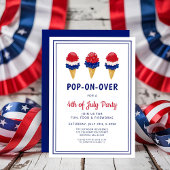 かわいいアイスクリームレッド、ホワイト、ブルー7月4日 招待状