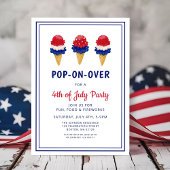 かわいいアイスクリームレッド、ホワイト、ブルー7月4日 招待状