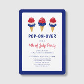 かわいいアイスクリームレッド、ホワイト、ブルー7月4日 招待状