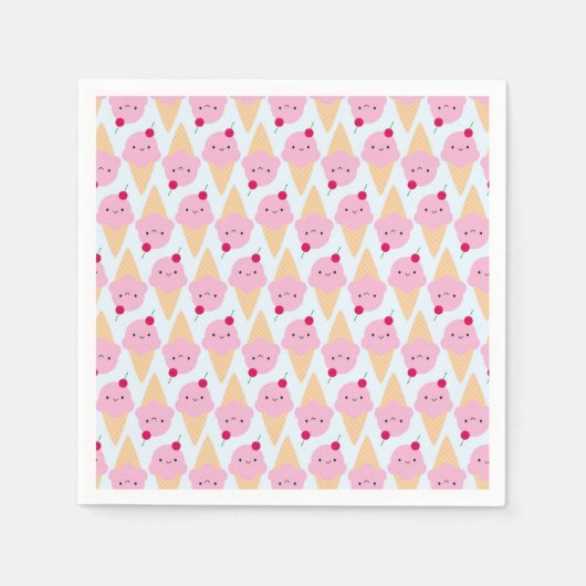 かわいいアイスクリーム円錐 スタンダードカクテルナプキン (正面)