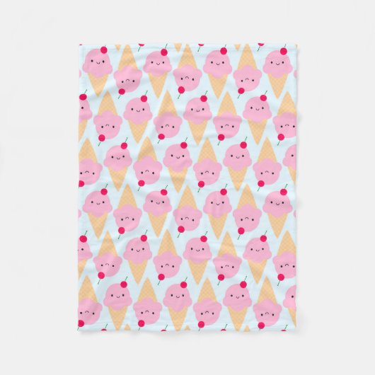 かわいいアイスクリーム円錐 フリースブランケット (正面)