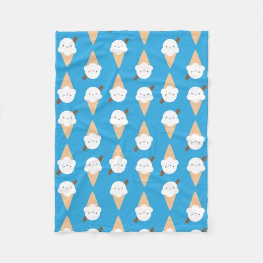 かわいいアイスクリーム円錐 フリースブランケット (正面)