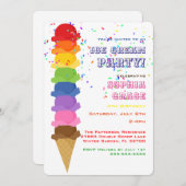 かわいいアイスクリーム子供の誕生日パーティの招待状 招待状 (正面/裏面)