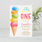 かわいいアイスクリーム年齢の誕生日パーティーの招待 招待状 (スタンド正面)