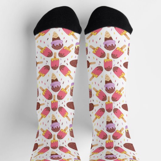 かわいいアイスクリーム愛好家がタイル張り ソックス (上部)