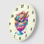 かわいいアイスクリーム愛好家 ラージ壁時計 (傾斜)