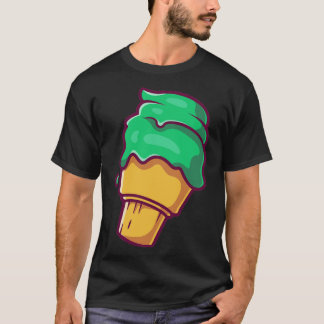 かわいいアイスクリーム抹茶カートゥーンイラストレーション Tシャツ