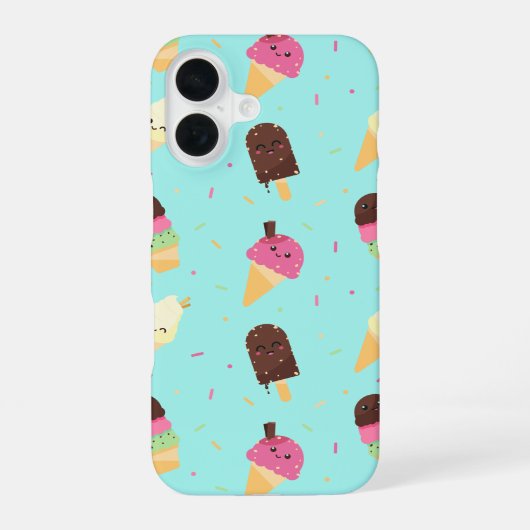 かわいいアイスクリーム柄 iPhone 16ケース (裏面)