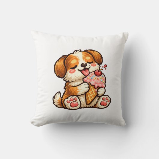 かわいいアイスクリーム犬 クッション (正面)