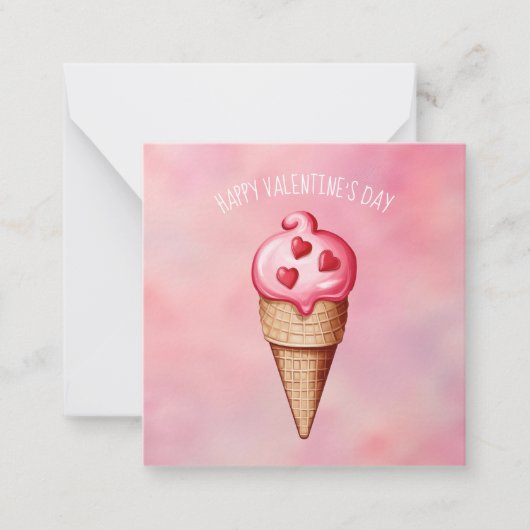 かわいいアイスクリーム甘いお菓子バレンタインデーのカード ノートカード (正面)
