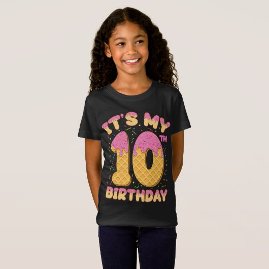かわいいアイスクリーム私の10誕生日10年ガール Tシャツ (正面フル)