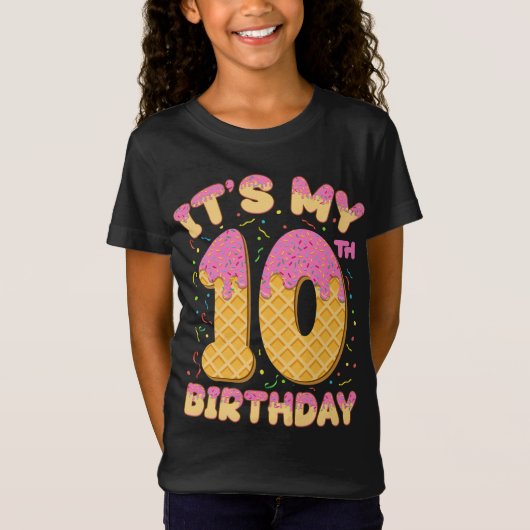 かわいいアイスクリーム私の10誕生日10年ガール Tシャツ (正面)
