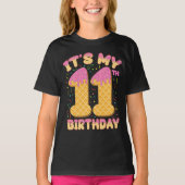 かわいいアイスクリーム私の11誕生日11歳の女の子 Tシャツ (正面)