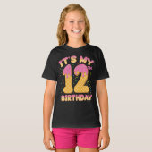 かわいいアイスクリーム私の12誕生日12歳の女の子 Tシャツ (正面フル)