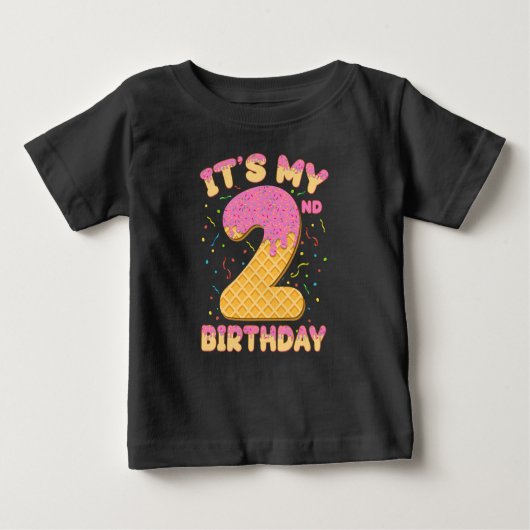 かわいいアイスクリーム私の2歳の誕生日2歳の女の子 ベビーTシャツ (正面)
