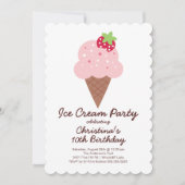 かわいいアイスクリーム誕生日パーティーの招待 招待状 (正面)