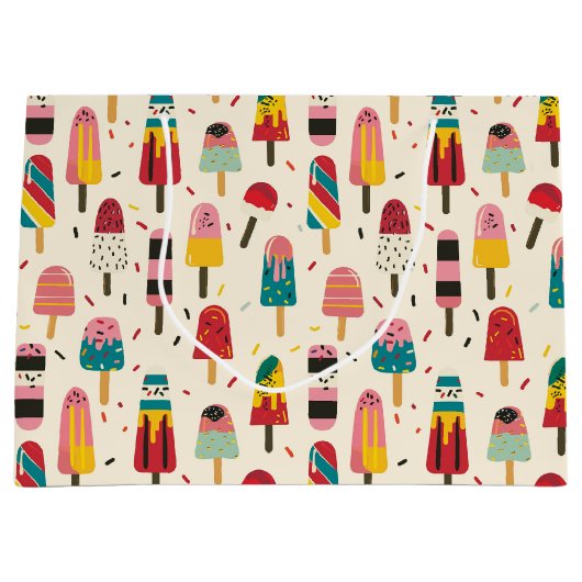 かわいいアイスクリーム誕生日パーティー ラージペーパーバッグ (正面)