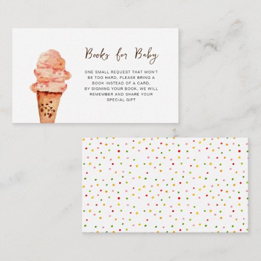 かわいいアイスクリーム赤ちゃんシャワー予約リクエスト エンクロージャーカード (正面/裏面)