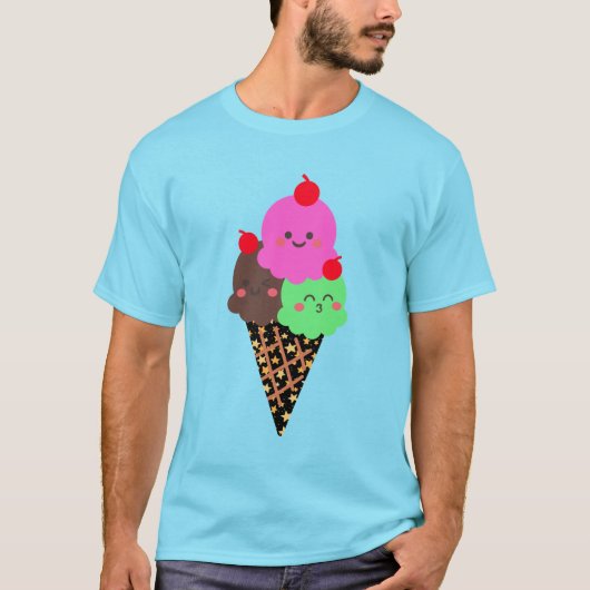 かわいいアイスクリーム – かわいい宇宙コーン Tシャツ (正面)