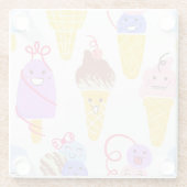 かわいいアイスクリーム、かわいい、シームレスなパターン。 ガラスコースター (裏面)