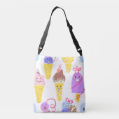 かわいいアイスクリーム、かわいい、シームレスなパターン。 クロスボディバッグ (裏面)