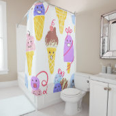 かわいいアイスクリーム、かわいい、シームレスなパターン。 シャワーカーテン (インサイチュ)