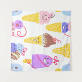 かわいいアイスクリーム、かわいい、シームレスなパターン。 タペストリー (正面(横))