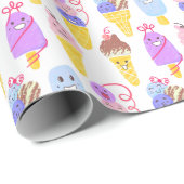 かわいいアイスクリーム、かわいい、シームレスなパターン。 ラッピングペーパー (ロールコーナー)