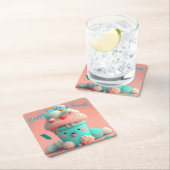 かわいいアイスクリーム スクエアペーパーコースター (インサイチュ)