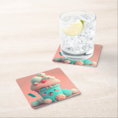 かわいいアイスクリーム スクエアペーパーコースター (インサイチュ)