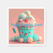 かわいいアイスクリーム スタンダードカクテルナプキン (正面)