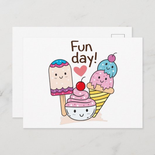 かわいいアイスクリーム ポストカード (正面/裏面)