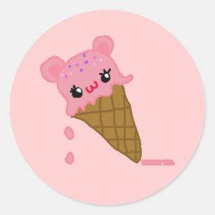 かわいいアイスクリーム ラウンドシール