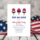 かわいいアイスクリーム 赤、白、青の4日7月 招待状