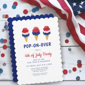 かわいいアイスクリーム 赤、白、青 4th of July 招待状