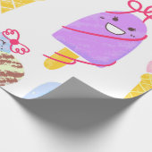 かわいいアイスクレームパターン、かわいいキャラクター氷Cr ラッピングペーパー (角)