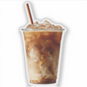 かわいいアイスコーヒーのステッカー シール (正面)