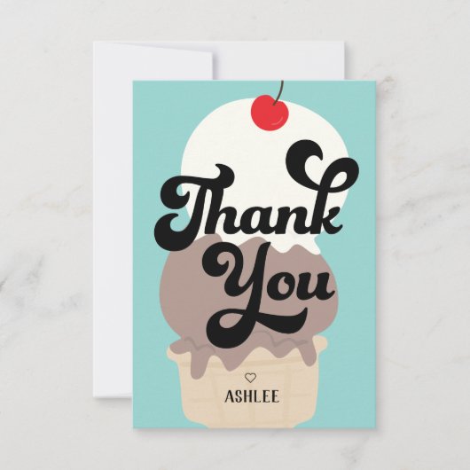 かわいいアイスコーンの感謝カード サンキューカード (正面)