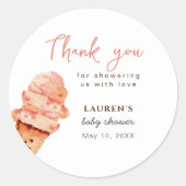 かわいいアイススクープ ベビーシャワー ラウンドシール (正面)