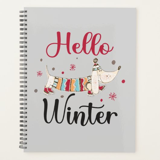 かわいいアイススケートで滑る犬 プランナー手帳 (正面)