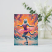 かわいいアイススケートで滑る猫 ポストカード (スタンド正面)