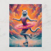 かわいいアイススケートで滑る猫 ポストカード (正面)