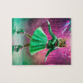 かわいいアイススケートで滑る猫inグリーン ジグソーパズル (横)