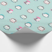 かわいいアイススケートのペンギンのクリスマスパターン ラッピングペーパー (角)