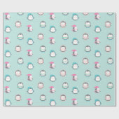 かわいいアイススケートのペンギンのクリスマスパターン ラッピングペーパー (フラット)